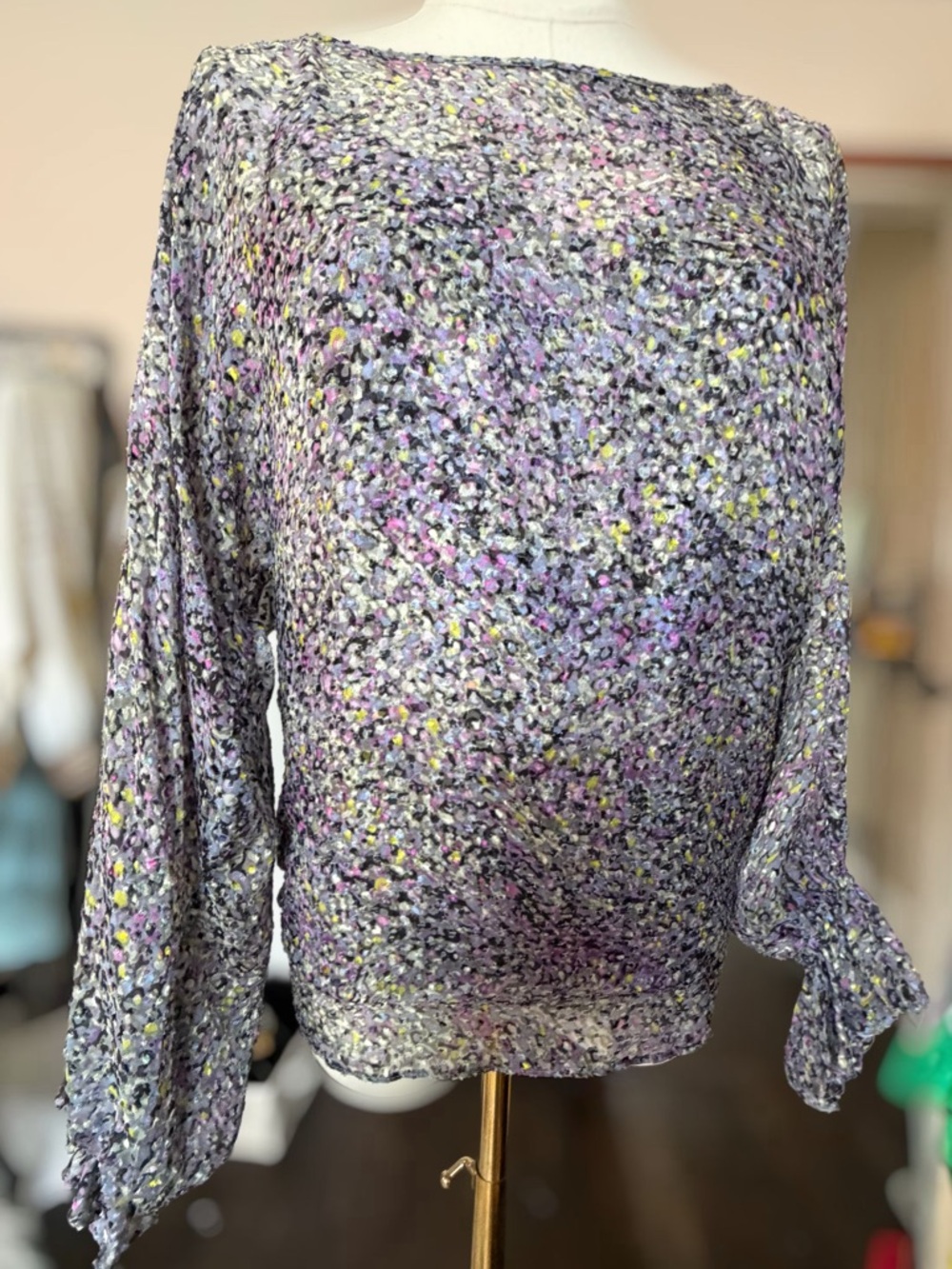 White House Black Market Lavender Speckle Boatneck Blouse